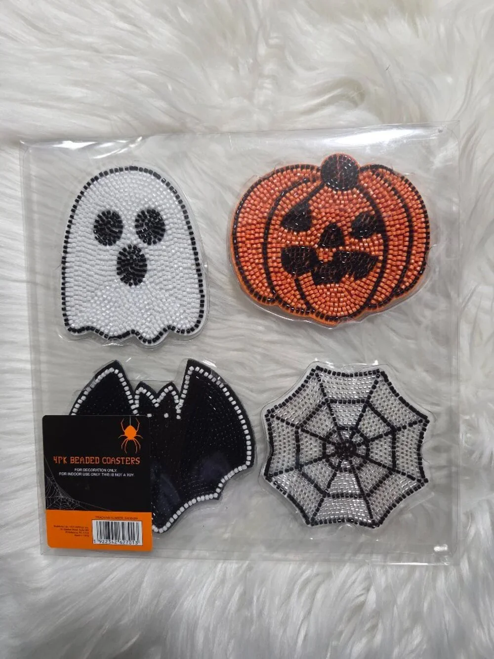 Set of 4 Halloween Beaded Coasters